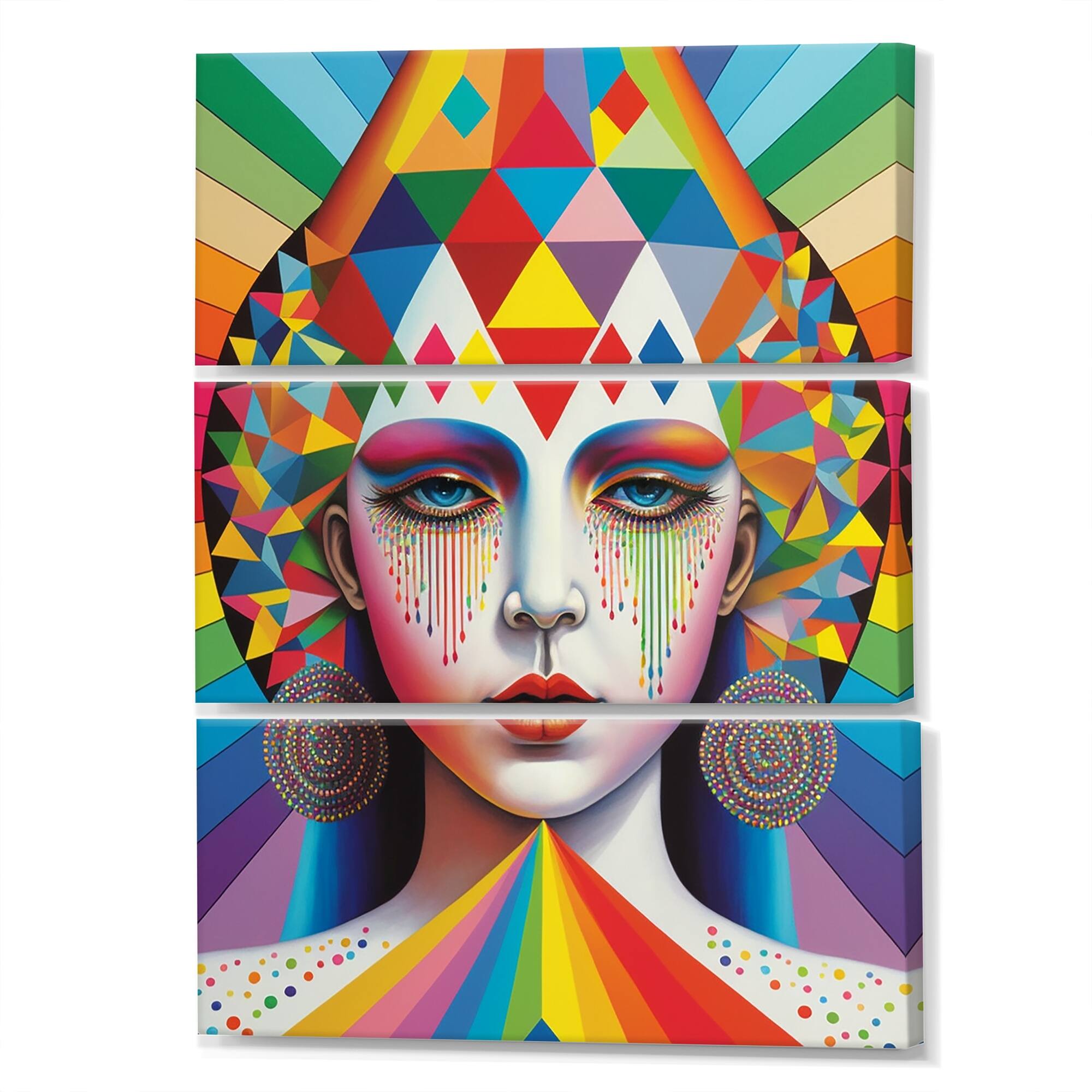 Designart "Abstract Rainbow Portrait IV" Modern Woman Canvas Art Print
